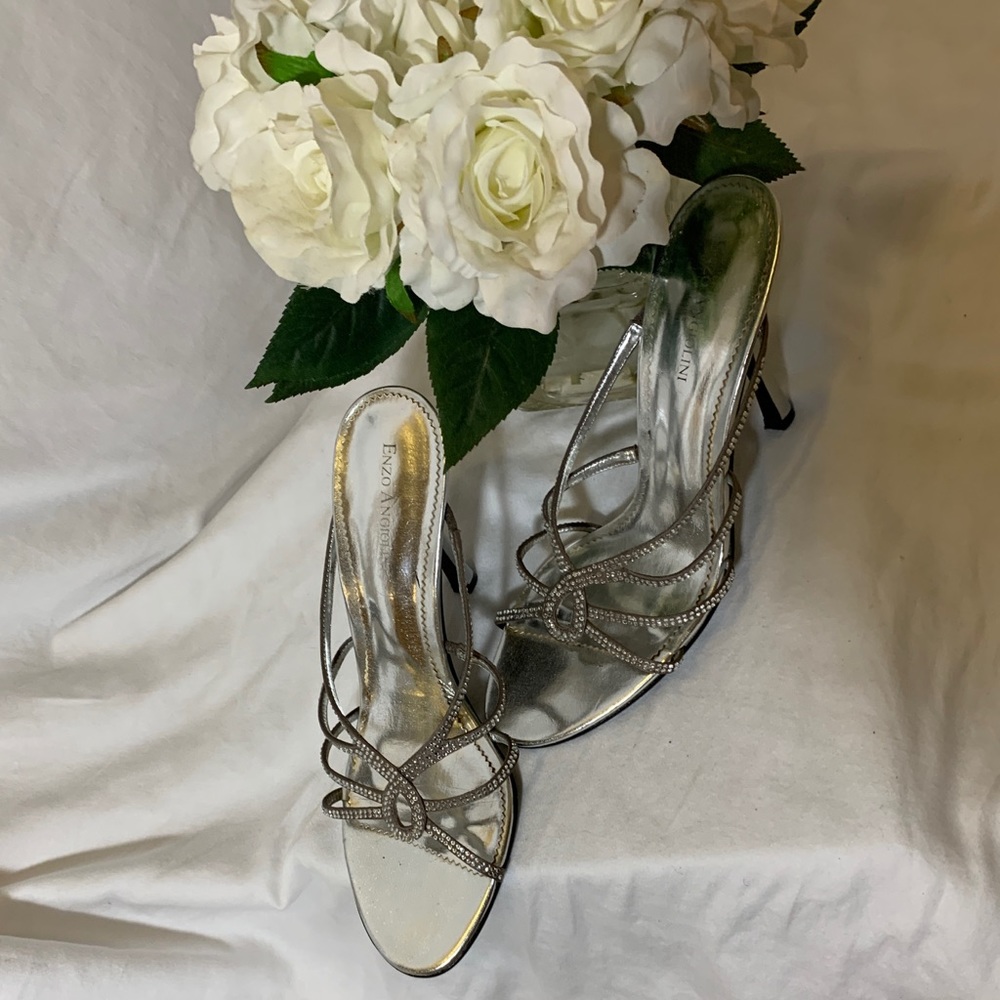 Enzo Angiolini Silver Metallic Dress Sandals